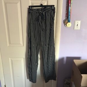 Flowy black & white striped pants